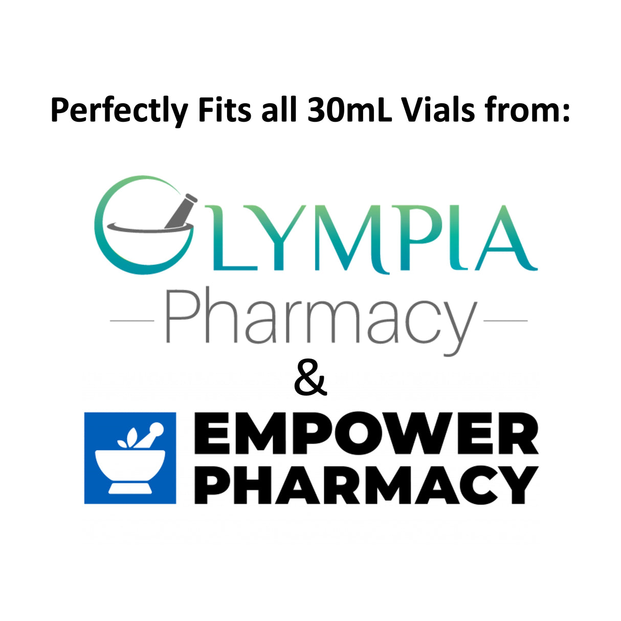 Vial Safe insulin vial protector for 30mL vials fits vials from Olympia Pharmacy and Empower Pharmacy.