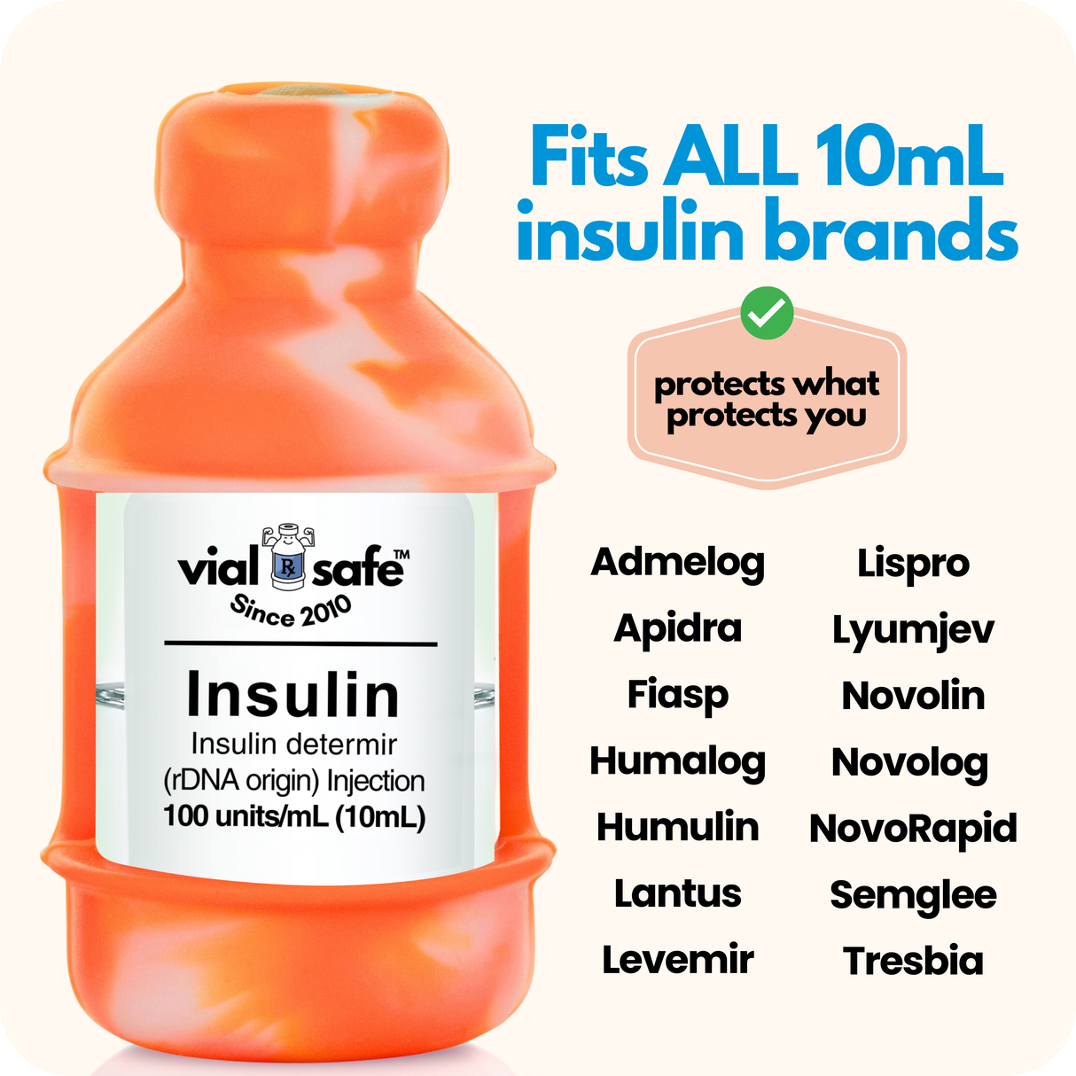 Rainbow 6-Pack, Insulin Vial Protector Case (Fits most 10mL Brands)