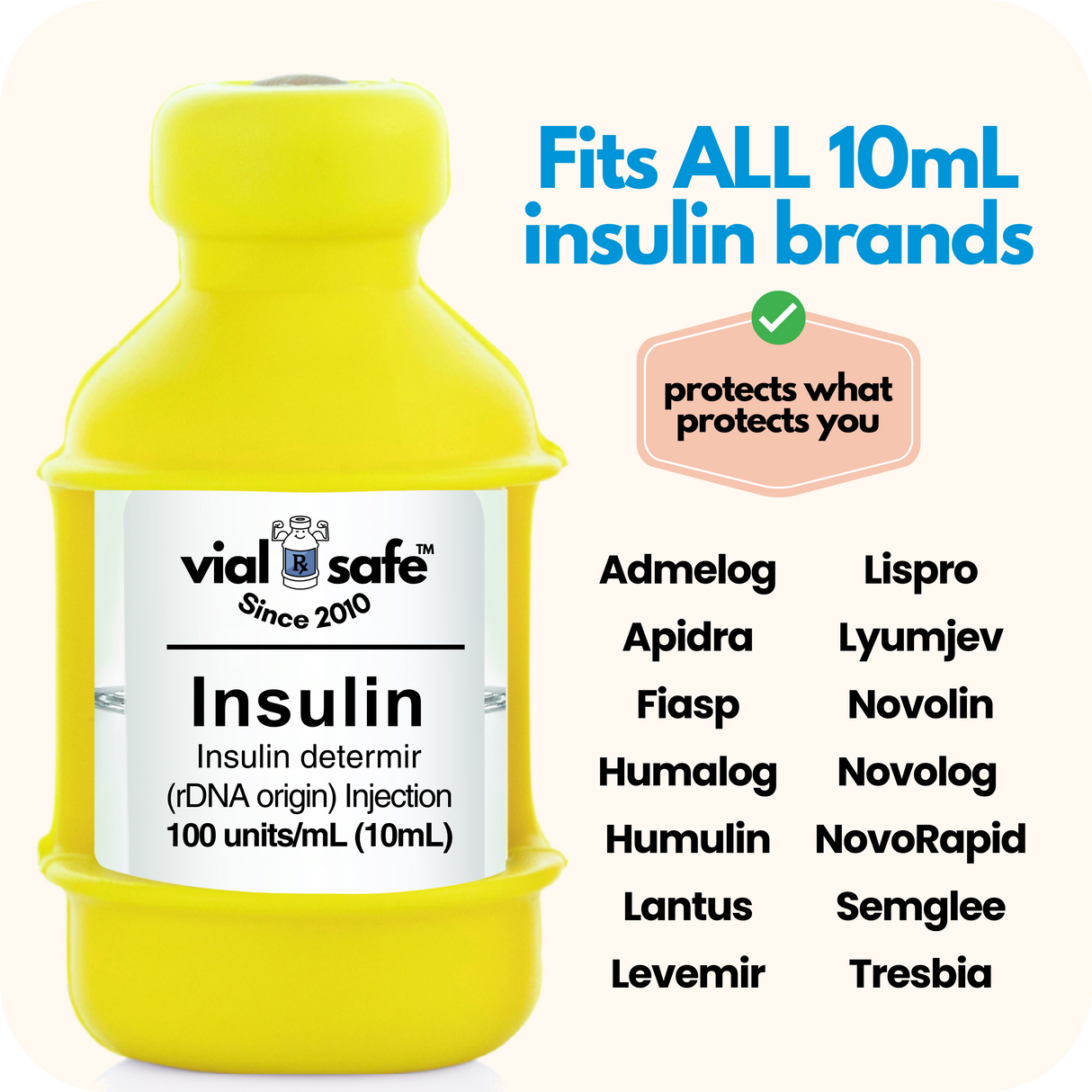 Yellow Sunshine 2-Pack Insulin Vial Protector Case (Size Short - Fits most 10mL Brands)