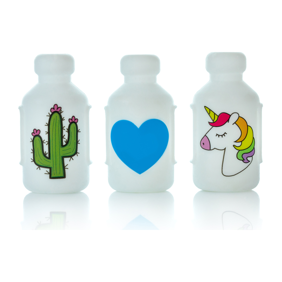 The "If You Know, You Know" collection of Vial Safe insulin vial protector cases. Shows 3 patters: "Cactus", "Unicorn" and "Blue Heart"