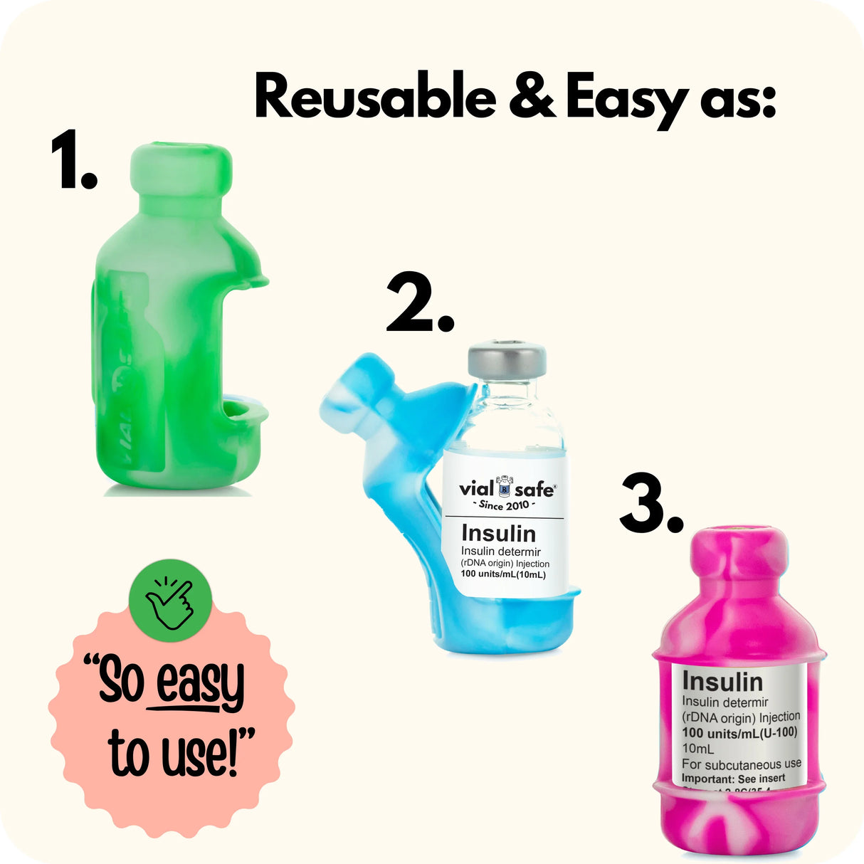 Tie Dye 5-Pack Insulin Vial Protector Case (Fits most 10mL Brands)