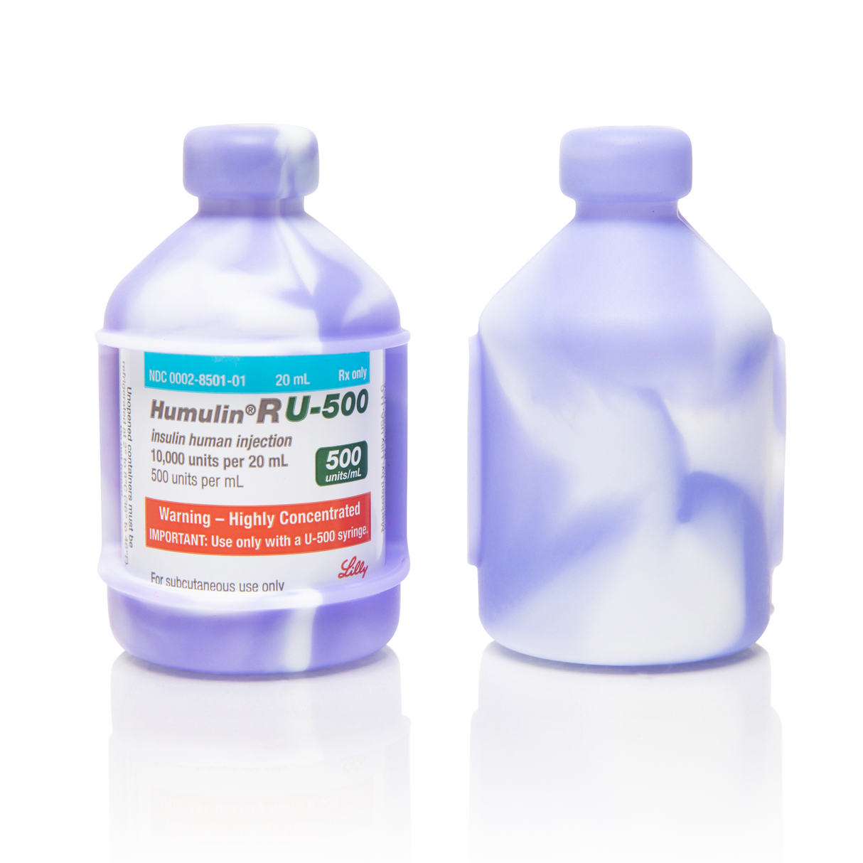 Tie Dye Purple 2-Pack Insulin Vial Protector Case For Humulin R U-500, 20mL