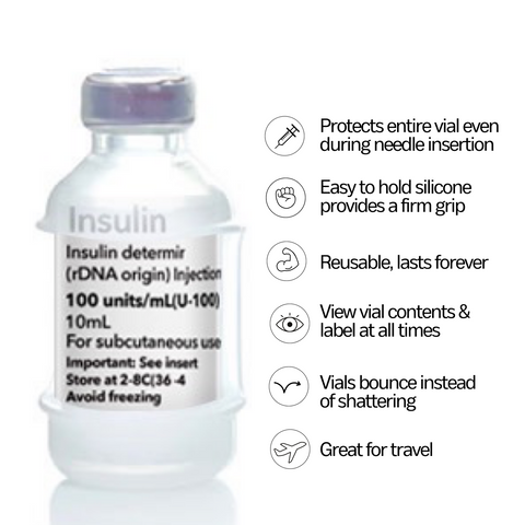 Colorful 5-Pack,  Insulin Vial Protector Case (Fits most 10mL Brands)