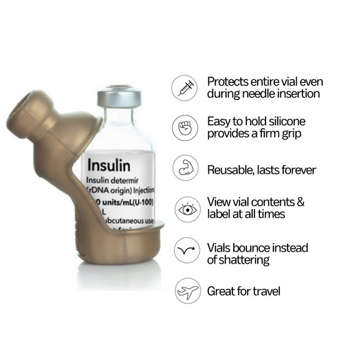 Gold 2-Pack Insulin Vial Protector Case (Fits most 10mL Brands)