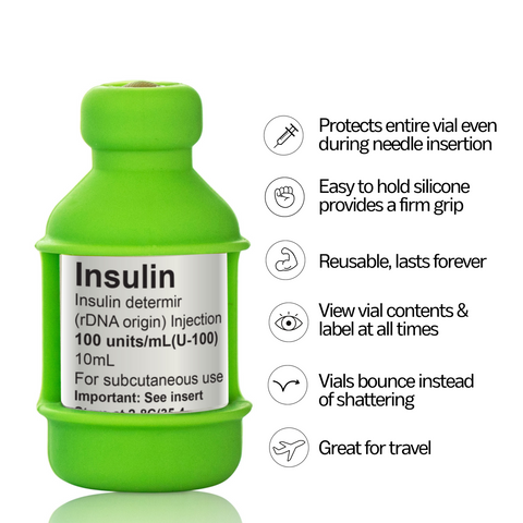 Light Green 2-Pack,  Insulin Vial Protector Case (Fits most 10mL Brands)